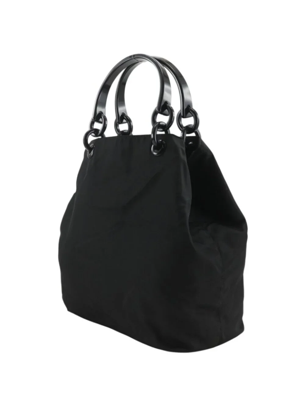 Prada Nylon Plastic Black Handbag